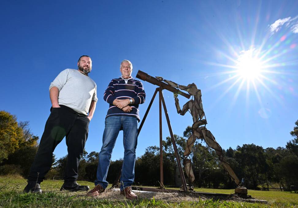 Uralla council communications officer Chris Clark and mayor Robert Bell are thrilled to see the public spaces legacy project enter the final stages. Picture by Gareth Gardner