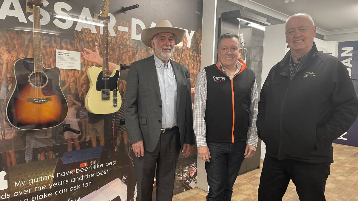 Tamworth Regional Council mayor Russell Webb, entertainment venues manager Peter Ross, and Country Music festival manager Barry Harley. Picture NDL.