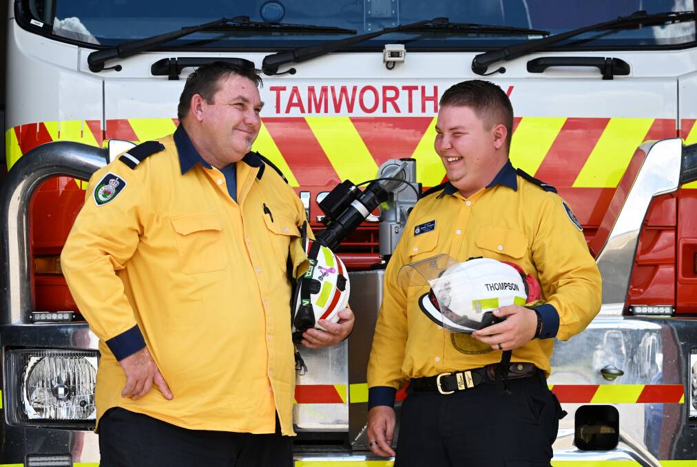 Tamworth City Rural Fire Services (RFS) deputy captain Darren Russell and firefighter Brandon Thompson. Picture by Gareth Gardner