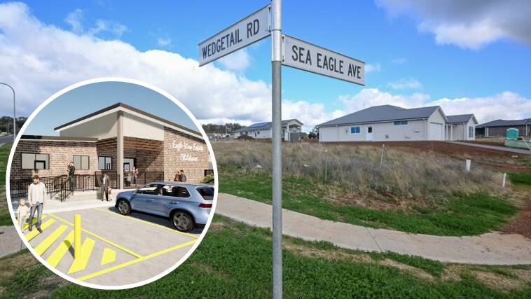 A $2 million new childcare facility is slated for newly created Moore Creek residential subdivision Eagle Ridge Estate. Picture by Peter Hardin and insert supplied by MAAS Group Properties