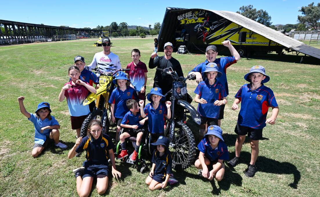 School children from Manilla and Attunga were treated to an exhibition by the Aussie FMX team at lunch time on Friday, March 8, ahead of the show opening that evening. Picture by Gareth Gardner