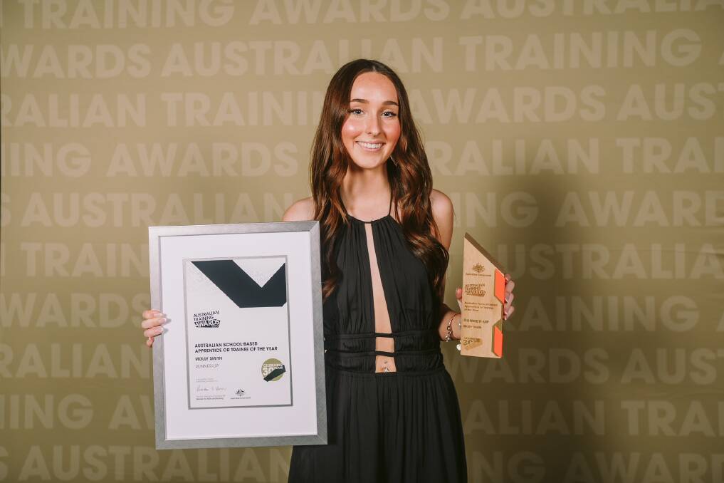 Tamworth TAFE student Molly Smith was awarded runner-up Australian School-Based Trainee of the Year at the 2023 Australian Training Awards in Hobart. Picture supplied