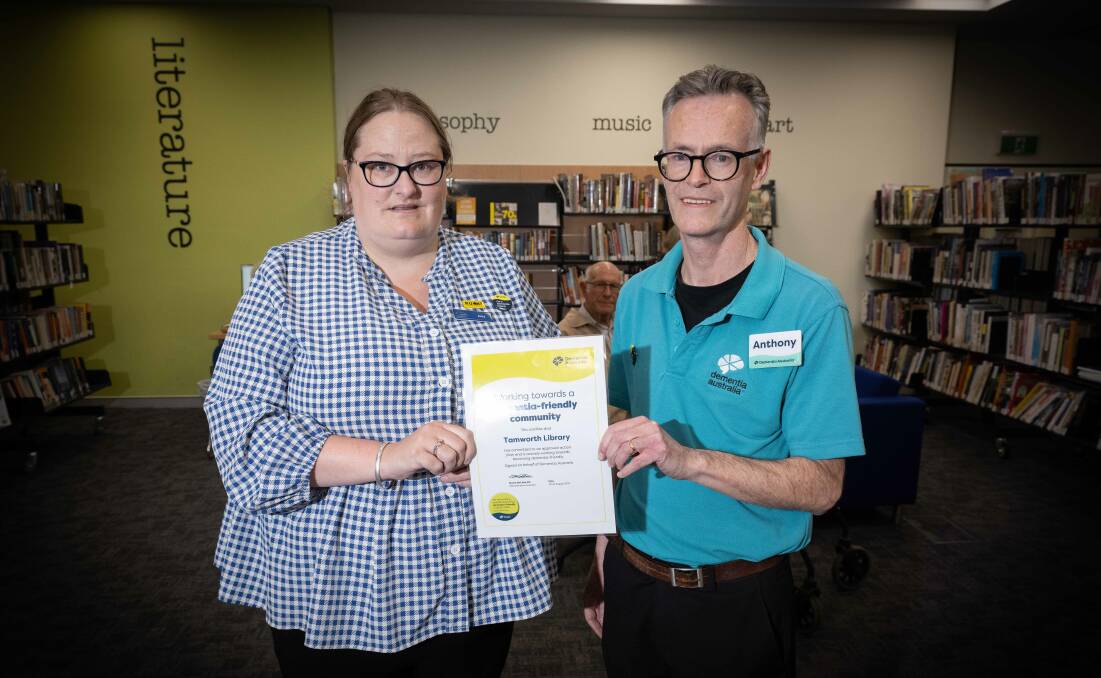 Tamworth City Library was presented with a certificate acknowledging its move towards a dementia-friendly community status on Wednesday, September 13. Pictures by Peter Hardin