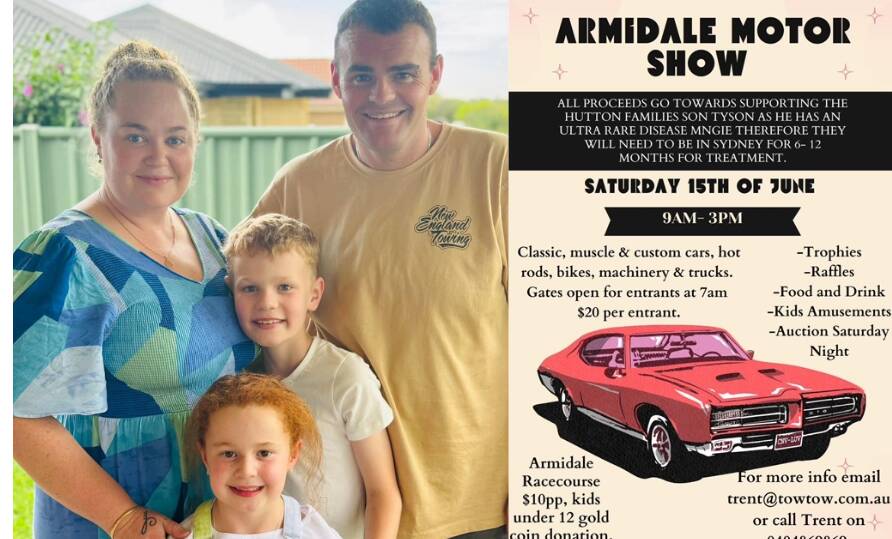 The Armidale Motor Show is set to make a one-off comeback to raise money for the Hutton family. Left to right Heidi, Tyson, Rose, Damien Hutton. Picture Supplied. 