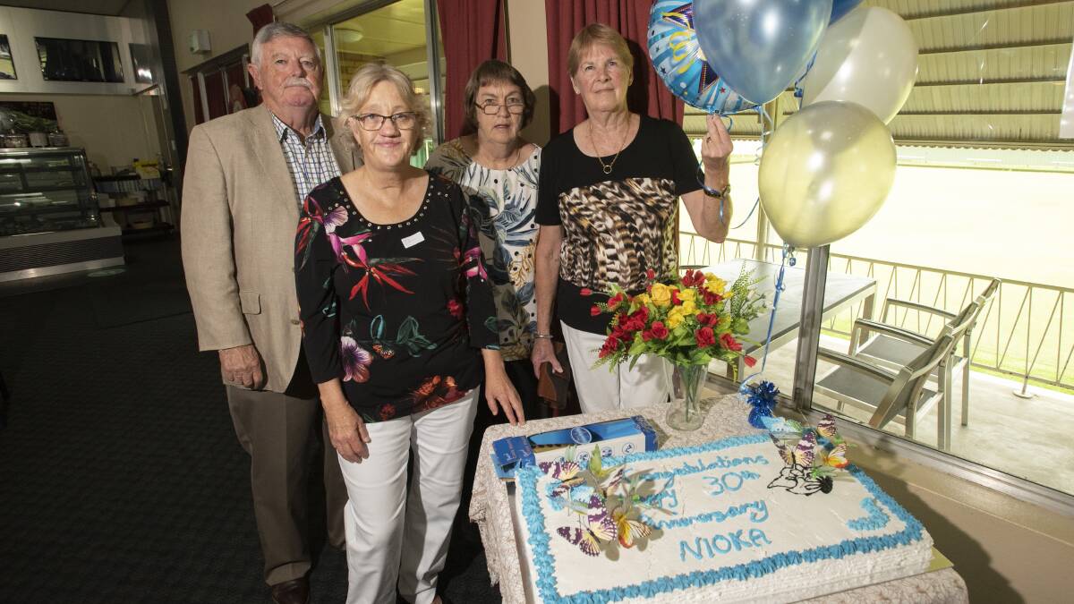 David Briggs, Ilona Scharffetter, Kathy Clarke and Roslyn Murray Nioka's 30th birthday in 2021. Picture by Peter Hardin, from file