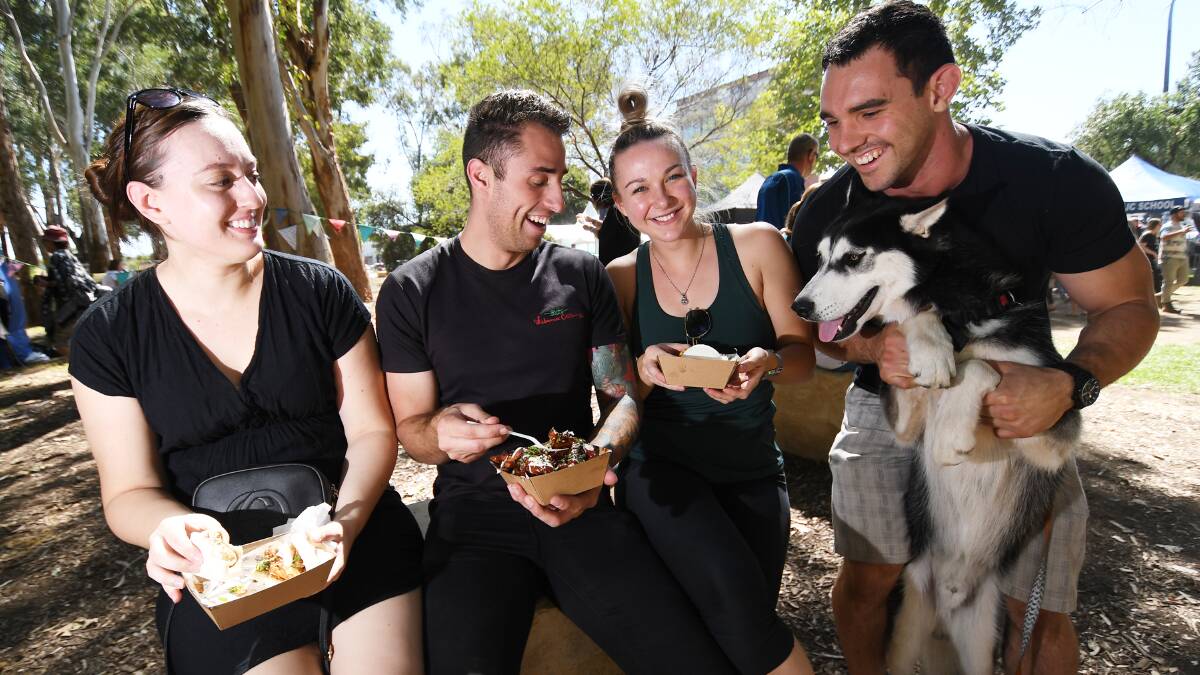 Brittany Schutz, Pat Burrows, Tayah Thornberry and Malachi Schofield had a feast in the park in 2019. Picture by Gareth Gardner 