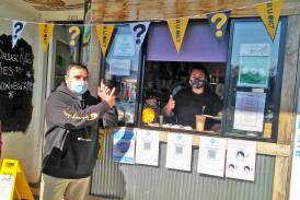 COFFEE TIME: HealthWISE access care coordinator Glen Allan with Teamo barista
Abbie Artlett on RUOK? Day in Tamworth on Thursday. Photo: Supplied