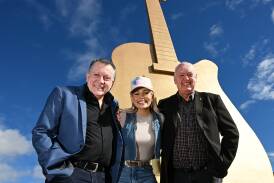 Entertainment venues manager, Peter Ross, co-host of the 2025 Golden Guitar Awards, Max Jackson, and events manager for Tamworth Regional Council, Barry Harley are excited ahead of the 2025 festival. Picture by Gareth Gardner