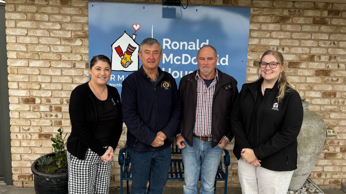 Rhiannon Curtis (RMH Tamworth House Manager), Chris Durkin (STLC President), Gary Sweeney (STLC Projects Chair), Elissa Veitch (RMH Program Support). Picture supplied.