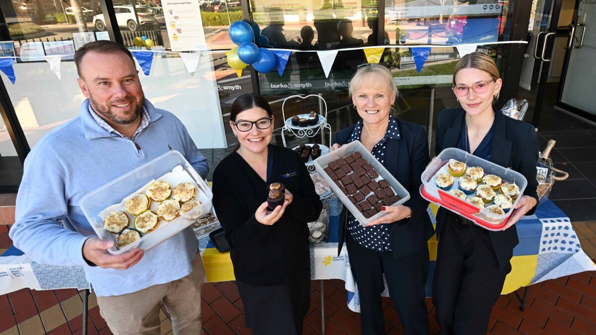 For Jason Wherritt (Director and Sales Manager), Shai Avery (Sales support), Karen Vial (Sales Agent), and Grace Hugo (Sales Support), Australia's Biggest Morning Tea is an annual tradition. Picture by Gareth Gardner.