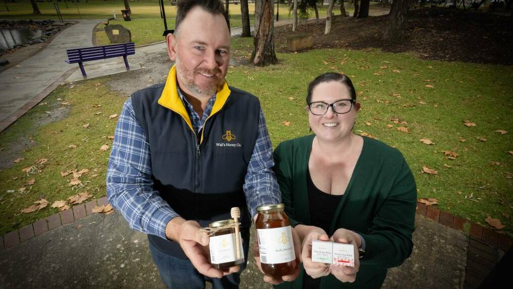 Founders of Wall's Honey Co Justin and Katelyn Wall. Picture by Peter Hardin.