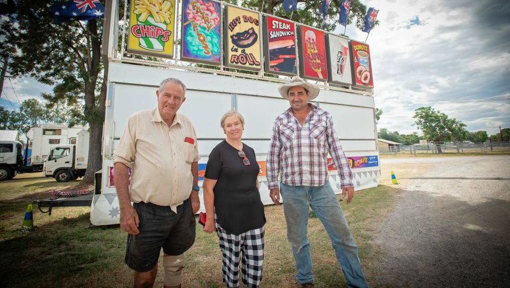 Manilla Show Society President Jim Maxwell, Secretary and Treasurer LouEllen Overton, and Showmans guild member Wesley Cronk. Picture by Peter Hardin