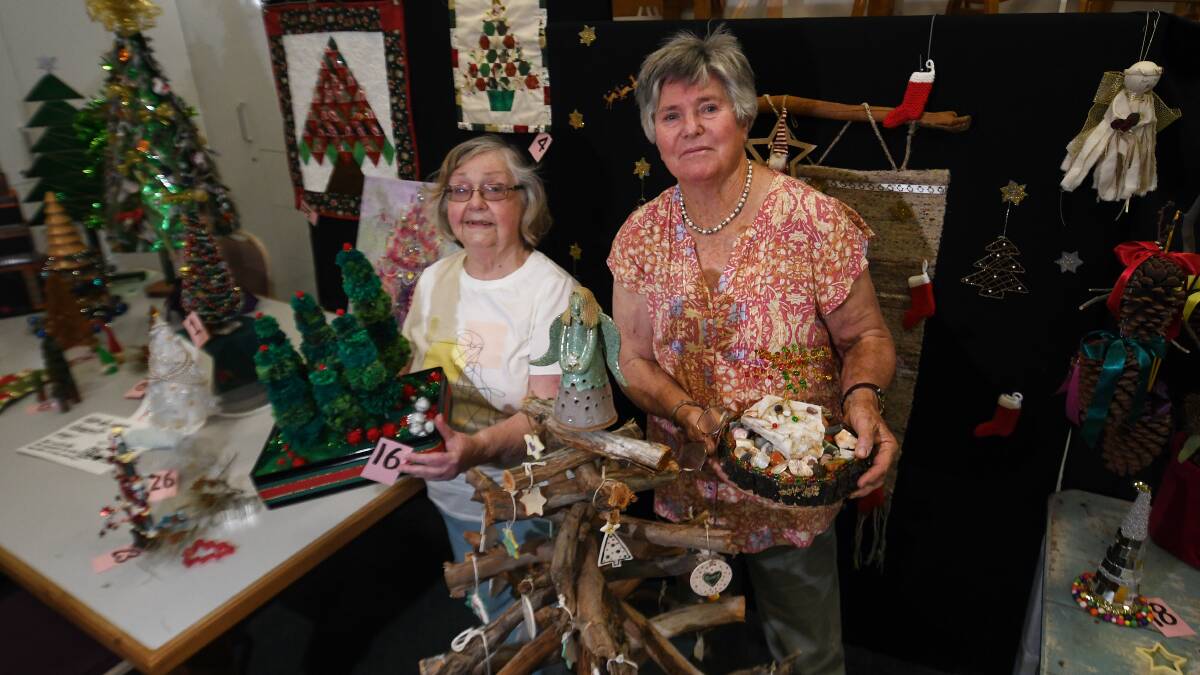 Alison Marr and Dorothy Wasson amidst recycled Christmas trees on display. Pictures by Gareth Gardner