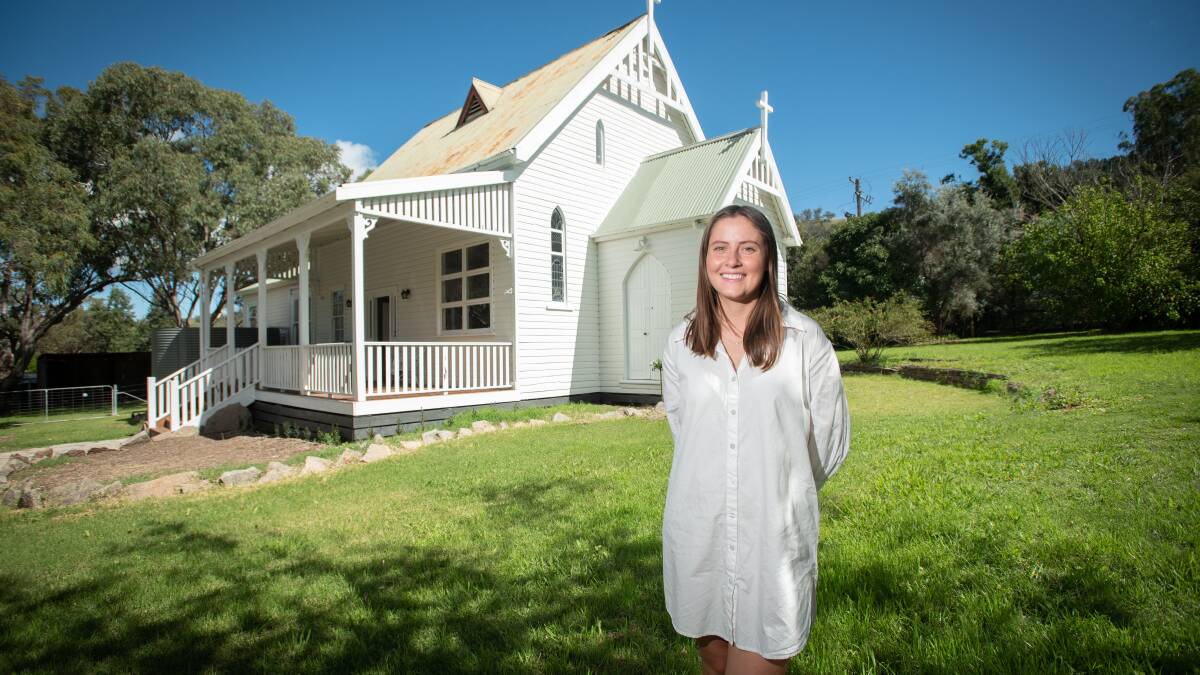 Rhiannon Graham used her funding to upgrade the floorboards and paint work within her heritage-listed church at Limbri. Picture by Peter Hardin, file.