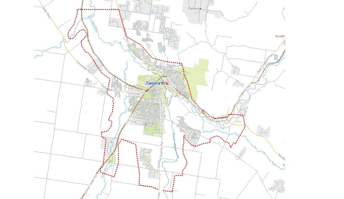 Tamworth City Wide Flooding Investigation - Study Area. 