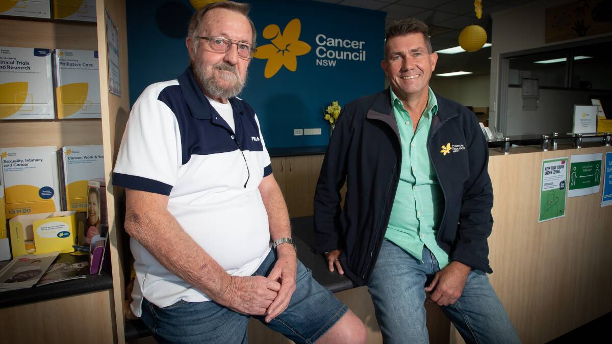 Tamworth cancer survivor Gary Norman and Cancer Council community coordinator Paul Hobson welcomed the announcement of a PET scanner in April 2023. Picture by Peter Hardin from file.
