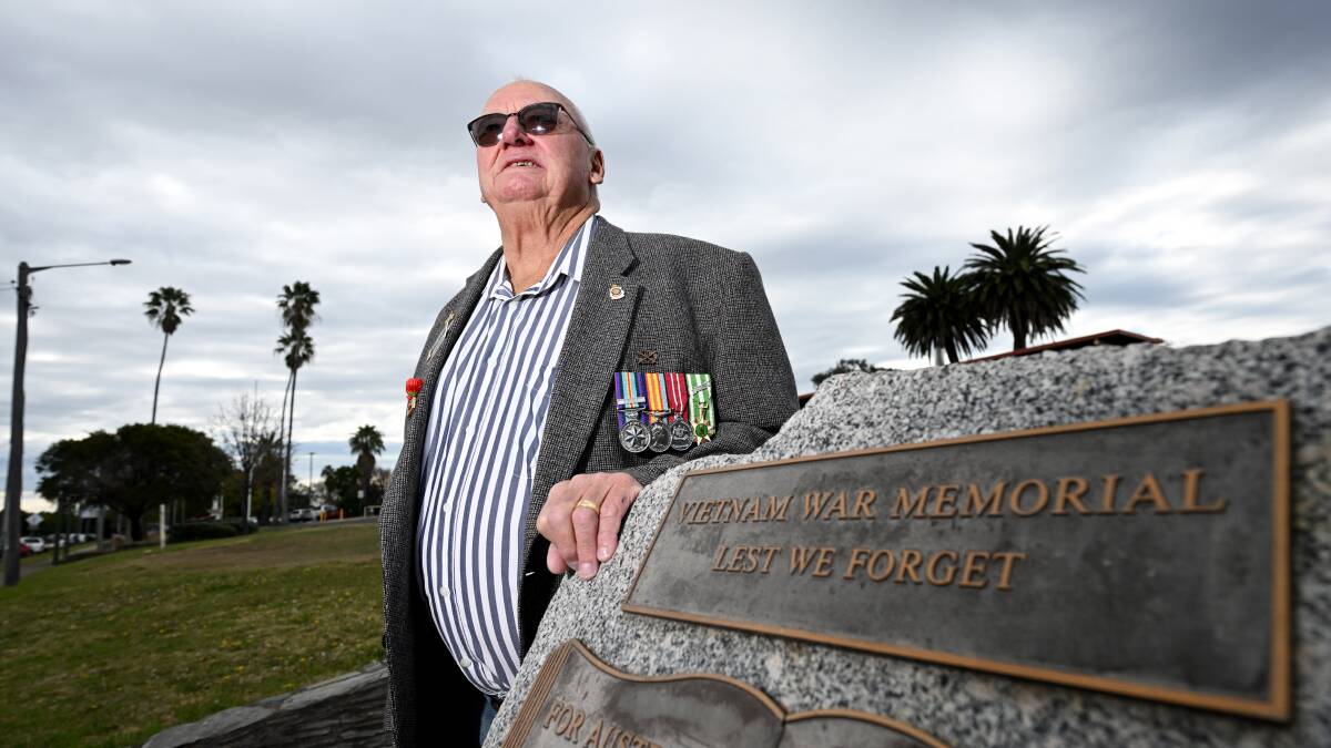 Secretary Vietnam Veterans Association and Vietnam veteran Max Hyson stands at the memorial in Tamworth. Picture by Gareth Gardner