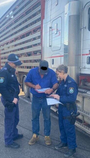 Operation Stock Check has seen livestock carriers, as well as trailers and floats stopped to ensure drivers are carrying the right paperwork for their loads. Picture by NSW Police