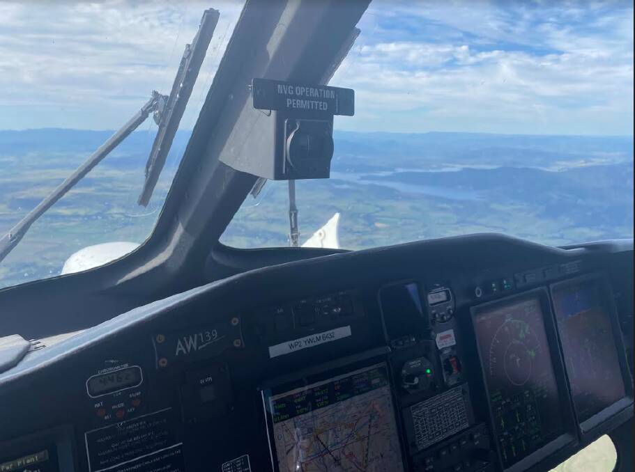 The Westpac Rescue Helicopter Service (WRHS) on its mission from Wee Waa to Tamworth on Saturday afternoon. Picture supplied by WRHS