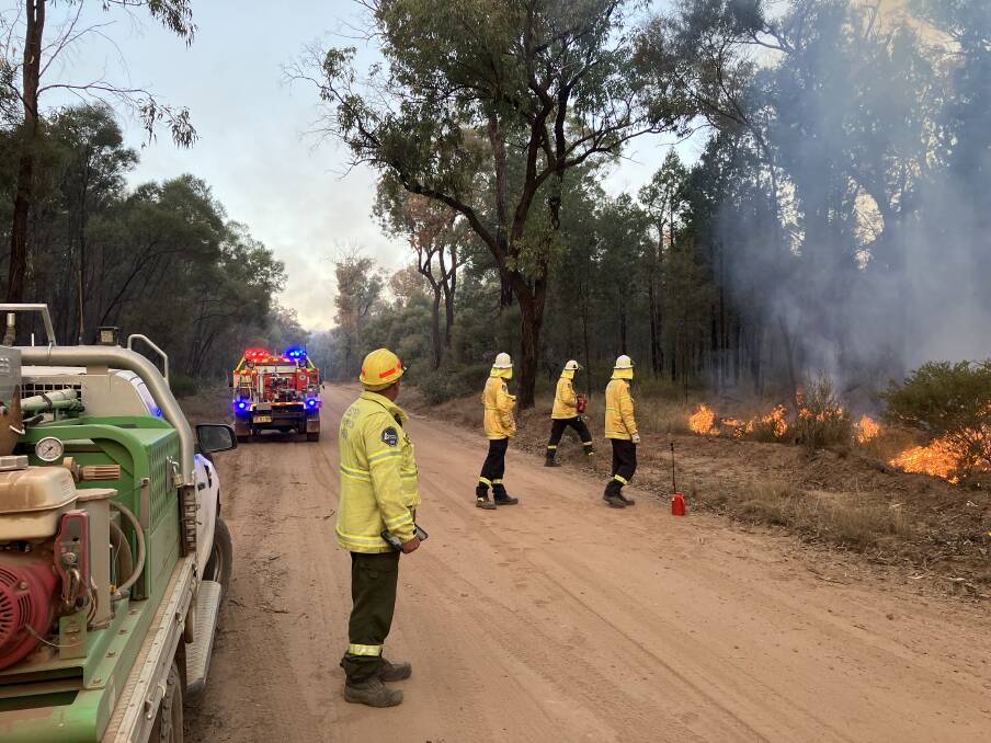 A Forestry Corporation officer supervises Rural Fire Service crews lighting up the hazard reduction burn in the Jacks Creek State Forest. Picture supplied by Forestry Corporation