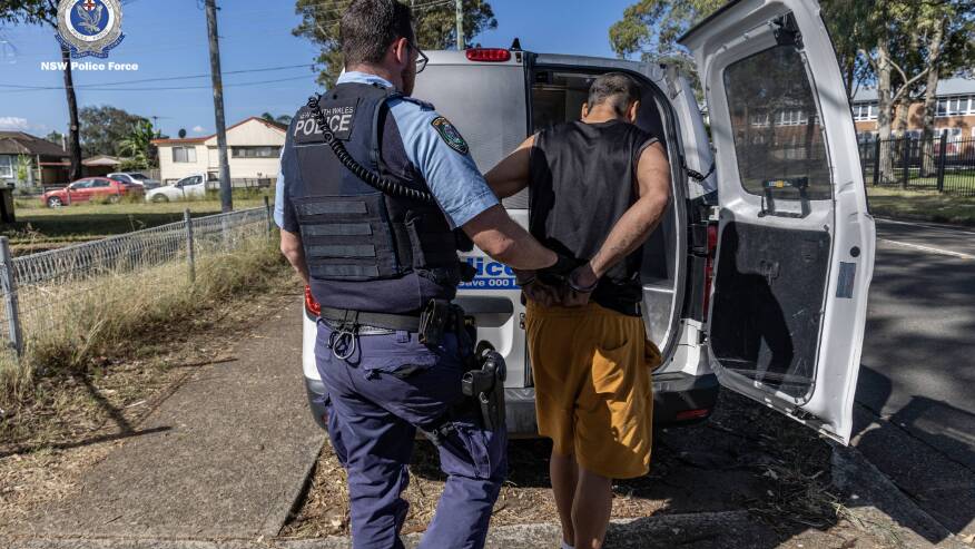 A man is arrested as part of Operation Amarok II. Picture supplied by NSW Police