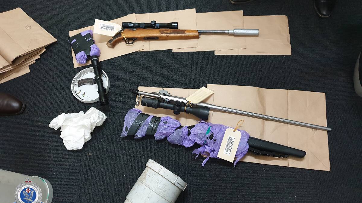 Some of the firearms seized by police after the arrest of two young men who had been on a months-long rural crime spree. Picture by NSW Police 
