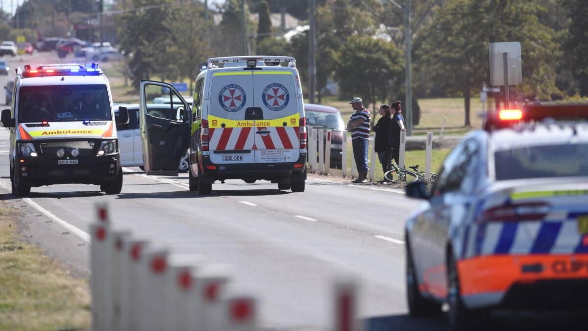 Crash scene: Paramedics at the site on the Oxley Highway at Westdale on Tuesday. Photo: Gareth Gardner