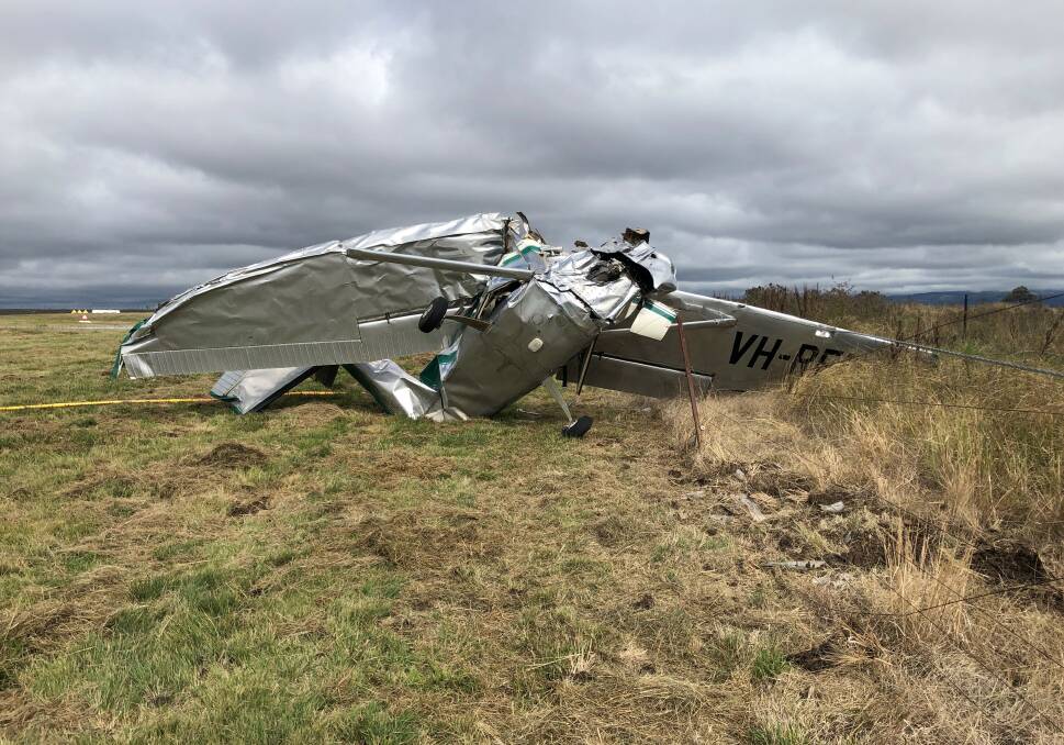 The wreckage of the Cessna 172 aircraft that crashed at Coonabarabran Airport in April 2022. Picture supplied by ATSB