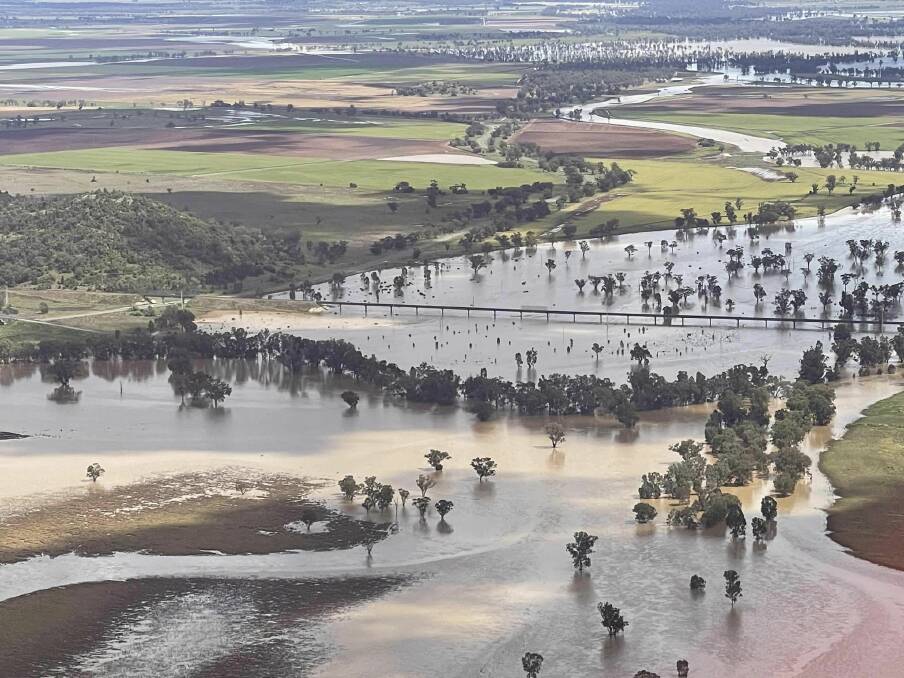 The swollen Namoi River has been making its way past Gunnedah and Boggabri through to Wee Waa and downstream over the past week. Picture supplied by NSW SES