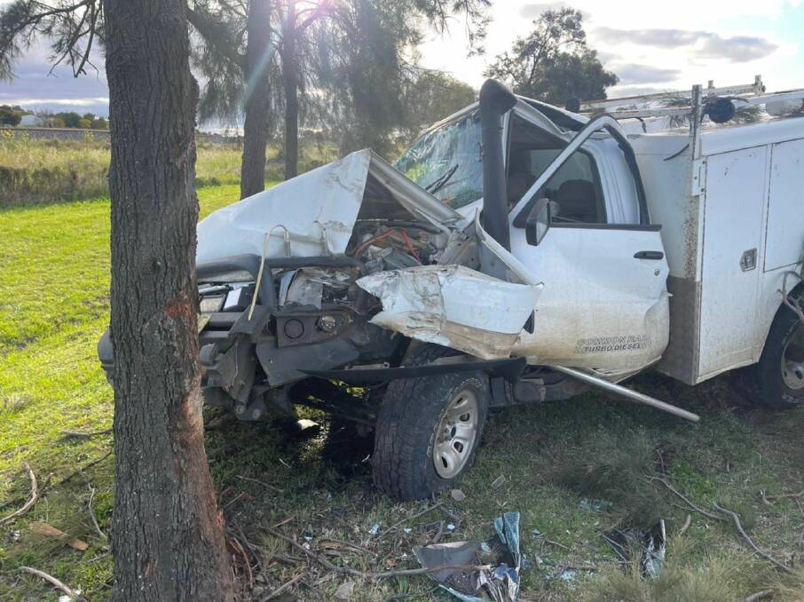 The ute hit the tree near Gunnedah. Picture from Fire and Rescue NSW