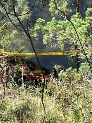 The crumpled wreckage of the car after it crashed in Manilla, near Tamworth. Picture supplied by Manilla RFS