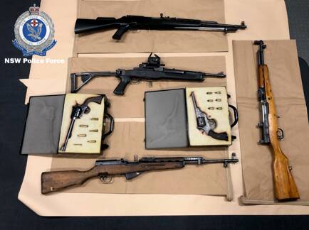 Some of the firearms uncovered during the raid by Oxley police on Wednesday. Picture supplied by NSW Police