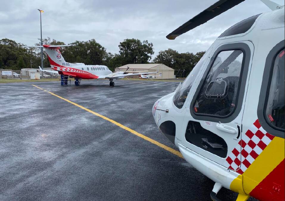 The Westpac chopper at Inverell hospital on Sunday morning. Picture supplied by Westpac Rescue Helicopter