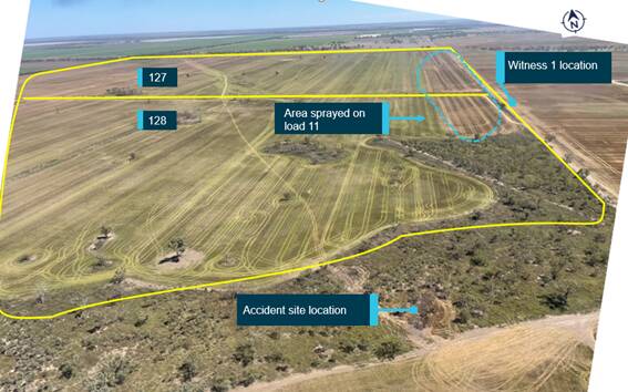 The aerial photos of the target where the pilot was spraying in December 2021. Picture supplied by the ATSB
