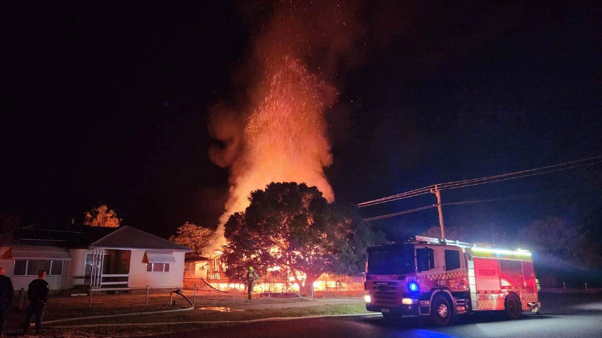 Huge flames could be seen leaping from the home. Picture supplied by NSW RFS