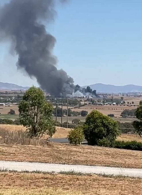 The fire can be seen from across town. Picture supplied by Amie Collins