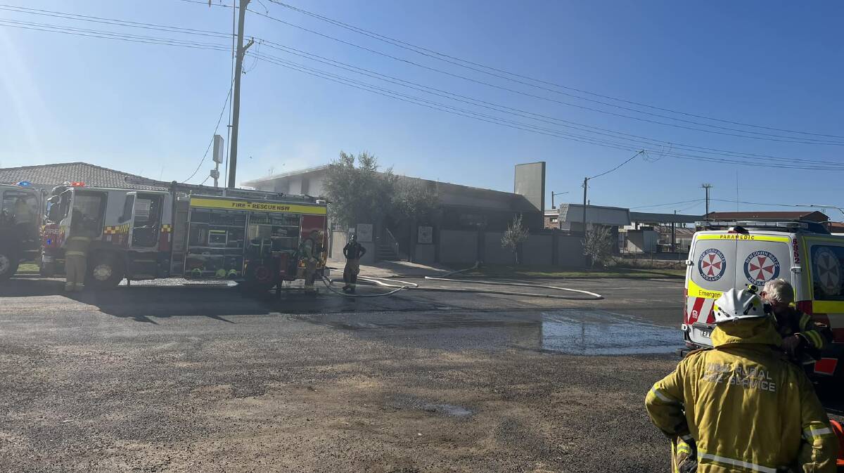 Firefighters at the scene of the blaze on Tuesday morning. Picture by NSW RFS Moree Unit