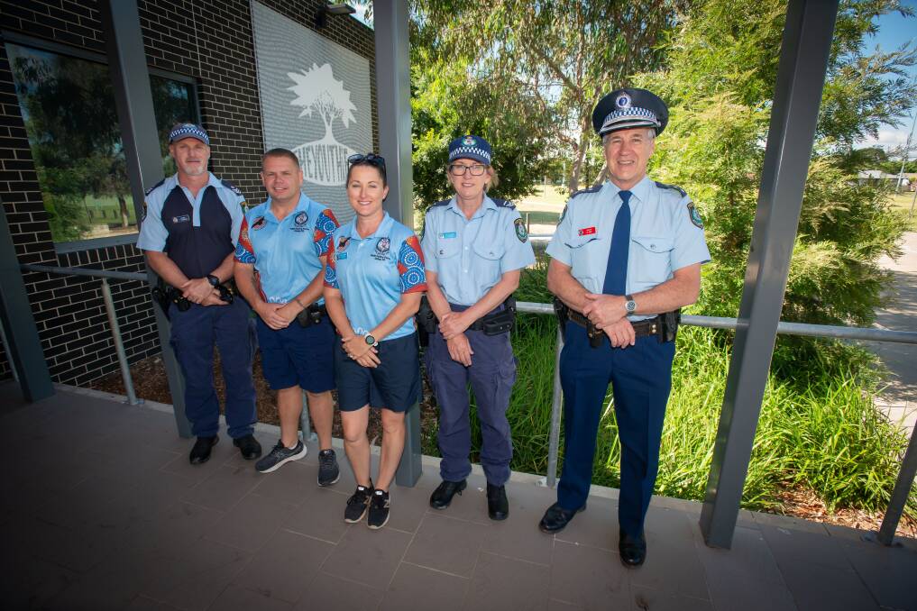 Oxley police are driving the event including Sergeant Tim Ginman, Senior Constables Luke Austin, Michelle King, Jen Ridley, and Inspector Michael Moy. Picture by Peter Hardin