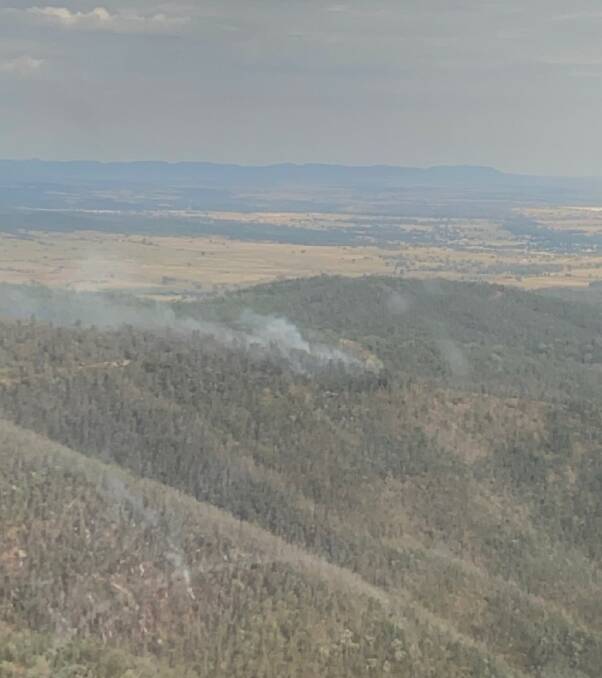 The Bora Creek bushfire has been burning east of Cobbadah Road at Dinoga, near Bingara, but has seen rain fall on the ground this week. Picture supplied by NSW RFS