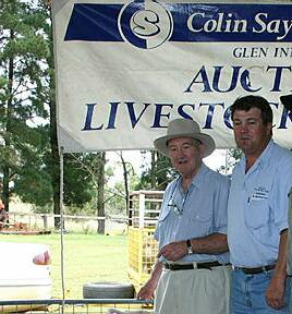 Colin "Col" Say and his son, Andrew, at the 2010 Yasloc Poll Dorset ram sale, Glen Innes. File photo.