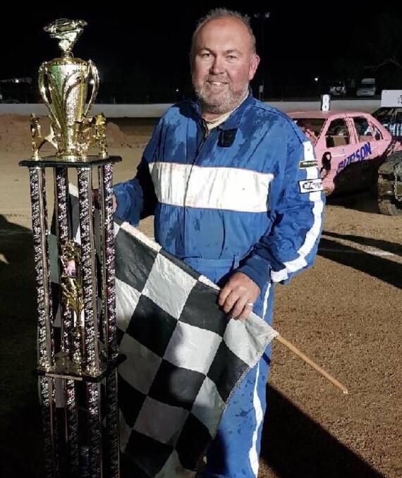 SPEED DEMON: Keith Urquhart will be looking to defend his five-foot tall trophy at Oakburn Park on Saturday night. Photo: Supplied 
