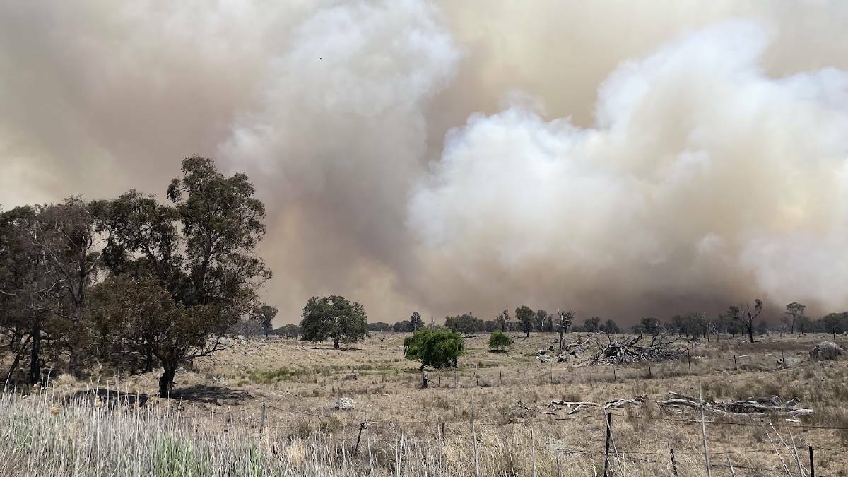 The view west of Tenterfield where two firefronts converged near Woodside earlier this month. Picture by Sam Newsam.
