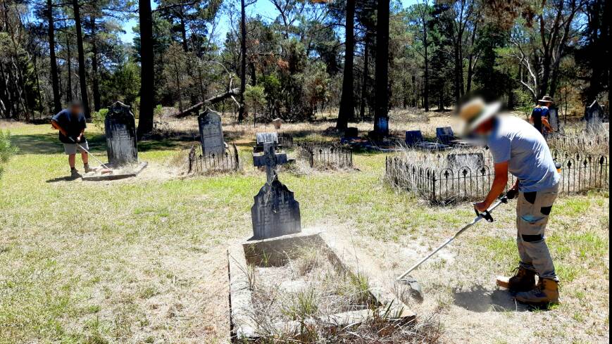 Offenders from Armidale Community Corrections tend to long-forgotten graves in Hillgrove Cemetery. Picture supplied
