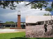 Holy Trinity School in Moore Street, Inverell, as it is today and inset, when the school was being built in the 1960s.