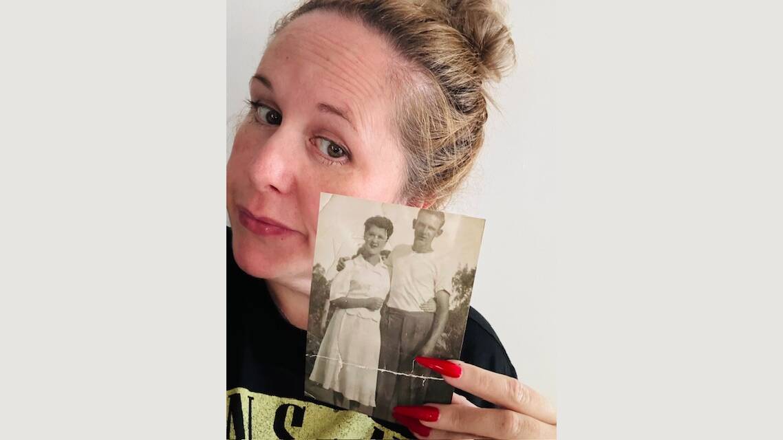 Donna Truscott with a photo of her grandfather, Donald Gordon Buckley and his wife Derris.
