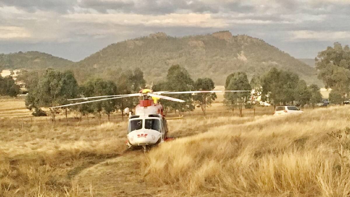 TAKING FLIGHT: The Westpac Rescue Helicopter was called out to Bingara yesterday evening. Photo: WRHS Media