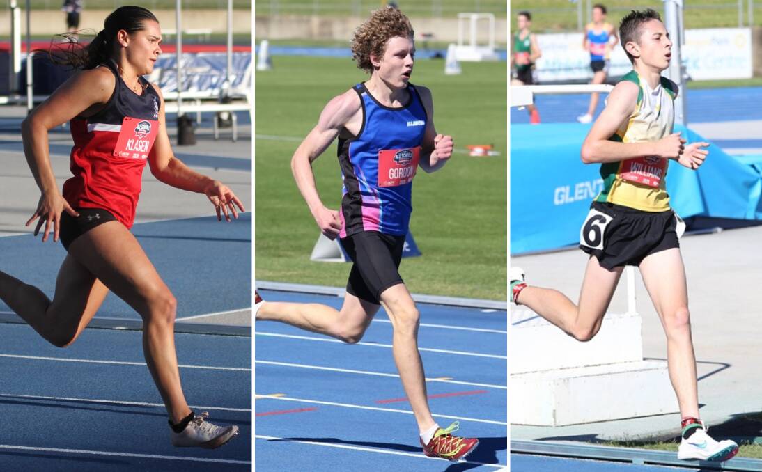 TREBLE: Emma Klasen, Liam Gordon and Adam Williams all brought home gold medals from Sydney. Photo: Athletics NSW