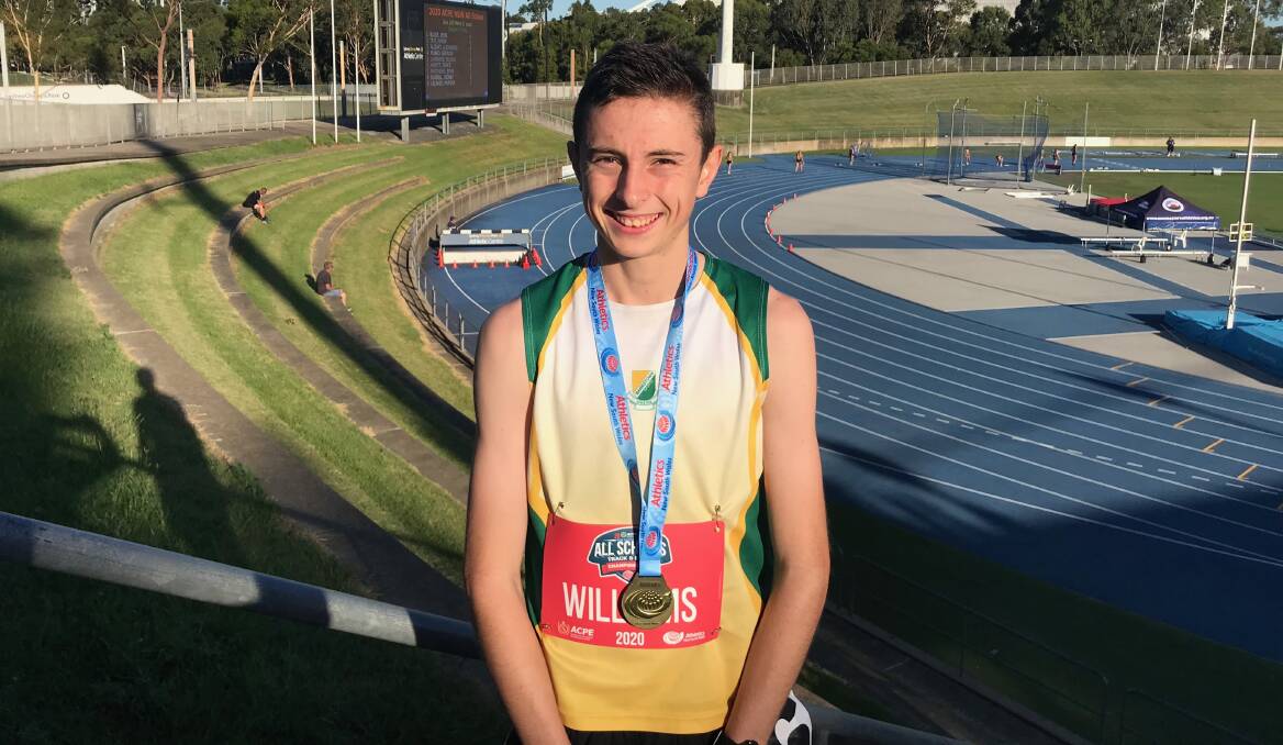 CHUFFED: Adam Williams with his gold medal at the stadium in Homebush. Photo: Supplied