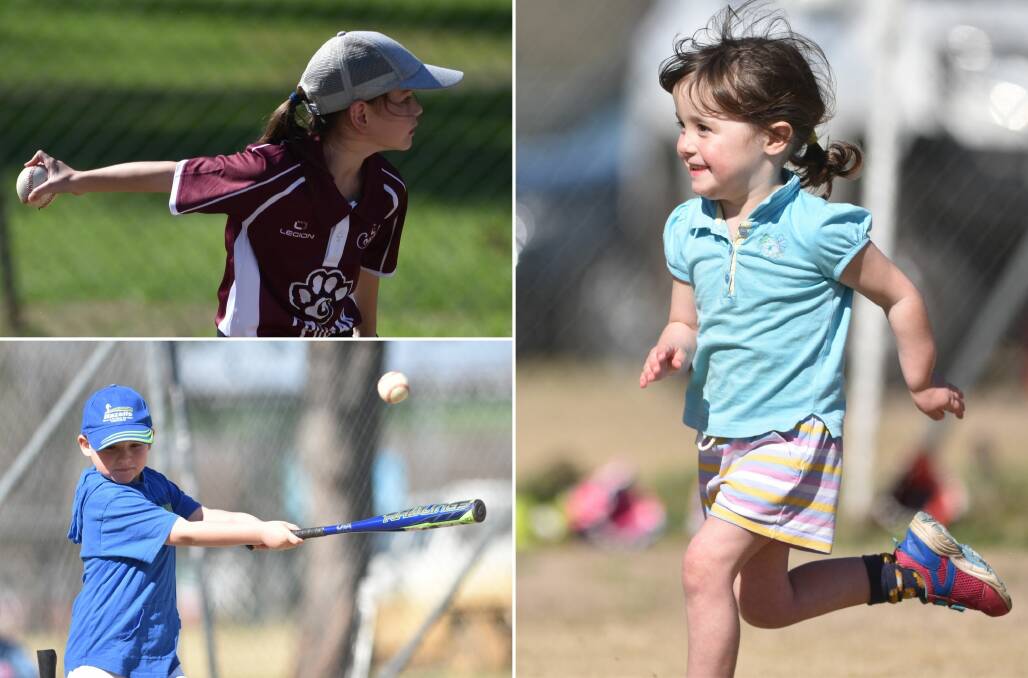 ALL SMILES: The youngsters had a good old time having a hit on Sunday. Photos: Ben Jaffrey