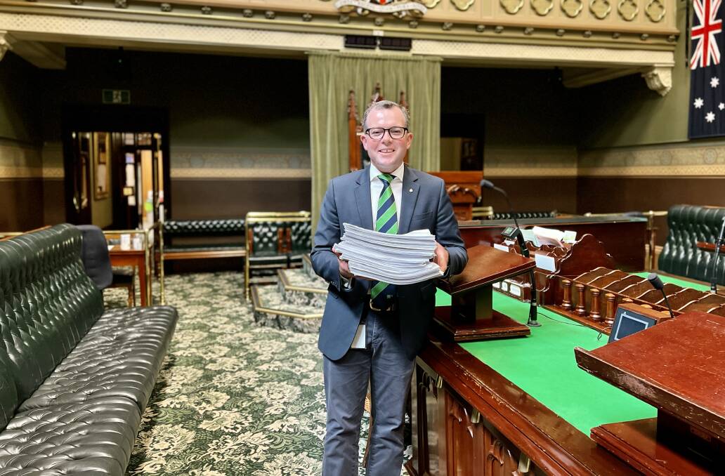 Northern Tablelands MP Adam Marshall tabled the petition calling for the break up of the Hunter New England health district. Picture supplied